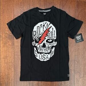 Shaun White Black Rock & Roll Graphic Skull Tee, Size Medium 8/10, NWT